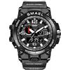 SMAEL - Orologio da polso da uomo, sportivo, con doppio movimento al quarzo, con display analogico e digitale, da uomo Nero 1