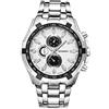 CURREN Orologio da polso da uomo, impermeabile, in acciaio inox, al quarzo, 8023, Argento argento bianco, moderno