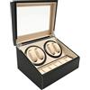Quiltern Carica orologi automatica silenziosa accessorio girevole nero 4+6 orologi scatola in legno con motore silenzioso alimentatore per orologi automatici