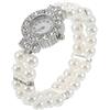 Gatuida Orologio Donna con Bracciale Elastico Doppia Perle Finte Bianco, Quadrante Tondo Piccolo, Stile Elegante Classico, per Uso Quotidiano e Feste