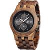 CZOKA Orologio da Uomo in Legno, Pterocarpus soyauxii Black walnut ebony Orologio Legno Uomo Cronografo Al quarzo con Cinturino in Legno (Black walnut)
