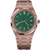 Generic Orologio meccanico da uomo in vetro zaffiro in acciaio PVD rosa/nero con movimento NH35, Verde rosa