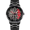 MASTOP Orologio da polso da uomo creativo 3D rotante ruota auto orologio da polso cerchio mozzo design moda quarzo elegante orologio da polso con cinturino in acciaio inox regalo per gli appassionati di auto