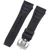 ROUHO 25mm Cinturino di Ricambio in Gomma Premium, Bracciale Regolabile in Silicone per Richard Mille RM-11-Nero + Argento Fibbia