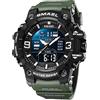 SMAEL Orologi militari da uomo per sport all'aria aperta orologio digitale impermeabile LED data sveglia orologi da polso per uomo, Verde militare, Large Face, Digitale