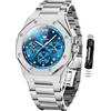 OLEVS Orologio da uomo alla moda, minimalista, al quarzo, analogico, in acciaio inox, impermeabile, luminoso, con data automatica, Argento Blu 3626, 3626-silver blue, orologio da uomo