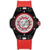 DAXIAOYU Orologio da Uomo Fashion Hollow Skeleton Automatico Meccanico con Cassa Trasparente Unico, Impermeabile, Cinturino in Silicone per Sport, rosso e nero., Sportivo