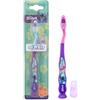 Mr White Spazzolino da denti piccoli Disney Stitch per bambini con cappuccio di protezione, setole morbide arrotondate, impugnatura comoda e ventosa per riporre in posizione verticale, per bambini dai 3 anni