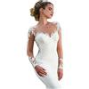 Generic Abiti da Sposa Sirena in Pizzo per la Sposa, Maniche Lunghe a V Maniche Lunghe Abiti da Ballo da Donna da Donna con Piccola Coda Bianca Us 26W, Bianco, US 10