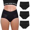Bambody Mutandine assorbenti in rayon di bambù, biancheria intima per donne e adolescenti, per tutto il giorno, protezione durante la notte, Confezione da 3: Nero, Small