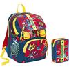 SEVEN SPA Zaino Multifunzionale Jackpack, 32 Lt, Blù-rosso, 2in1 staccabile e indossabile! Scuola & Tempo Libero+ Astuccio 3 zip