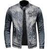 RGVV Giubbotto Jeans Uomo, Giacca Trucker Vintage Grigio Blu Washed Jeansjacke Moto Stretch Transitional Con Cerniera Casual Slim Fit per Donna Uomo, XL
