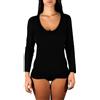 Clessidra Maglia Intima a Manica Lunga Donna in 50% Lana 50% Acrilico Made in Italy 5310 (3, Nero)