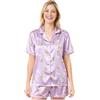 Get Trend Hello Kitty Kuromi Cinnamoroll | Pusheen Pigiama Corto Donna Estivo, Set 2 Pezzi con Camicia a Bottoni e Pantaloni, Regalo Donna (S, Viola Pusheen)