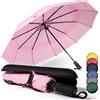 WLine Wind Ombrello Pieghevole Antivento da Pioggia con 10 Aste Rinforzate e Tela Idrorepellente 210T - Ombrello Portatile Resistente Apri e Chiudi Automatico, Diametro 104cm (Rosa senza Custodia)