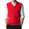 Dninmim Gilet in Maglia di Lana da Uomo Gilet Senza Maniche in Tinta Unita Maglione Pullover Maschile Red Aisa L
