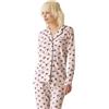JADEA Pigiama Donna Pantalone Lungo Maglia con bottini Aperto avanti 3298 (IT, Testo, XL, Regular, Regular, Standard, Rosa)