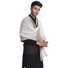 Zamour Grande sciarpa indiana, scialle da preghiera, da uomo, in finto cashmere, 100% lana, bianco, 30 inches x 80 inches