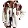 ZWQJYH Parka invernale da donna giacca invernale giacca da donna giacca alla moda risvolto patchwork caldo giacche bottoni cardigan cappotto peluche, marrone, S