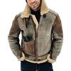MANYMANY Giubbotto bomber da uomo in pelle con risvolto in pelliccia da uomo Fodera in pile sintetico Giacca volante invernale Elegante cappotto da aviatore