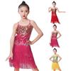 Wesaloes Vestito Latine Americano Bambina Ragazza Paillettes Nappe Latine Danza Vestito Senza Maniche Frange Flapper Abito tutù Gonna da Ballo Performance Costume 3-13 Anni (RD2, 3-4 Anni)