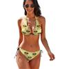 KWQDOZF Carino paperella Gialla con Occhiali Due Pezzi Bikini Set per Donna Scollo a V Costume da Bagno Triangolo Top Basso Vita
