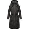 MARIKOO Cappotto invernale da donna caldo trapuntato lungo con cappuccio Ayumii S-3XL, Nero , XL