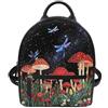 HUGS IDEA Zaino in pelle per donne e ragazze, piccole borse a tracolla con chiusura a cerniera, Libellula ai funghi