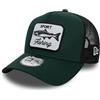 New Era 9FORTY A-Frame Trucker Cap Fishing Patch Dark Green, verde, Taglia unica
