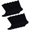 Fontana Calze, 12 paia di calze corte Mod. SANITAL in caldo cotone elasticizzate, confortevoli e rinforzate su punta e tallone. Prodotto Italiano. (NERO, 45-47)