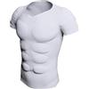 XUANFXPJ T-Shirt da Uomo con Finti Muscoli del Petto, Traspirante, con Spalle Invisibili, Imbottita, Modellante, Canottiera da Bodybuilding(L)