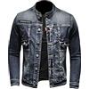 YAOTT Uomo Stile Western Retro Stretch Giacca Trucker in Denim Cowboy Manica Lunga Abbottonare Giacca di Jeans da Motociclista con Risvolto Cappotto da Lavoro Stonewash Blu1 L