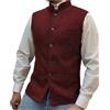KBLDOPN Gilet da uomo elegante senza maniche con colletto alla coreana e bottoni, vestibilità slim fit, a spina di pesce Matrimonio Lavoro Cerimoni(Burgundy,XXL)