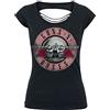 Guns N' Roses Pink Bullet Donna T-Shirt Nero 100% Cotone Largo