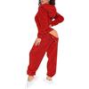 Generic Tutine da donna con lembo sul culo | Body rosso da donna con orecchie carine con cappuccio tuta in flanella pigiama cerniera lana artificiale biancheria da notte manica lunga peluche pigiameria