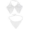 Generico Lingerie per Donna Abbigliamento Sexy Donna Hot Spettacolo di Abbigliamento con Lucida Sexy con Set di Catene per Corpo in Strass Spettacolo Camicia da Notte Sexydonna Set (Silver,C)