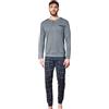 Nottingham Pigiama Uomo Invernale Felpato, Set Due Pezzi, Maglia Grigia con Bottoni, Pantalone a Quadri Blu, Art. 44352 (IT, Testo, M, Regular, Regular, Blu)