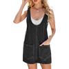 Generico Mini Abito in Denim da Donna - Abito Scamiciato in Jeans Senza Maniche con Spalline Regolabili