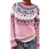 Generico Maglione Norvegese Donna Casual Elegante Maglione Lana Islandese Invernale Girocollo Maniche Lunghe Maglioni Lavorato a Maglia Classica Curvy Pullover Caldo Moda Maglia Top Colorato Maglioncino