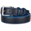 Emila Cintura uomo blu Cinta per jeans pantaloni abito artigianale 3,5 cm classica Casual da ragazzo di moda con fibbia cuciture belt bombata 130 Vera Pelle Blu