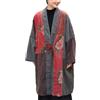 NFYM Cappotto lungo trapuntato oversize da donna, aperto sul davanti, kimono con allacciatura a fiori, patchwork, giacca imbottita con tasca, Patchwork Fiore Grigio, Taglia unica Più
