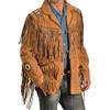 BuyBuy Sports Giacca da cowboy tradizionale occidentale con frange e perline, Marrone, 3XL