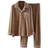 Foweknow Pigiama da uomo in pile Teddy, set pigiama, scaldacorpo, comoda biancheria da notte, loungewear trendy alla moda, sleepwear invernale, due pezzi ispessito soffice con abbottonatura, Verde