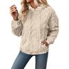 Generisch Giacca da donna in maglia grossa, con cappuccio in pile, invernale, oversize, pullover-felpa con design jacquard, morbida, confortevole, casual, con cappuccio, per l'autunno e il freddo, con orecchie
