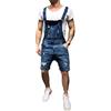DianShaoA Tuta Corta in Denim Pantaloncini di Jeans vestibilità Slim da Uomo Cinturino Regolabile Tasche con Foro Salopette Blu Marino L