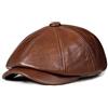 JZTDYPP Coppola Uomo Cappello da Strillone in Pelle Cintura Ottagonale Berretto in Pelle di Vacchetta Caldo Inverno in Cotone da Uomo Berretto da Caccia con Visiera/Cappello Paraorecchie,Marrone,57-