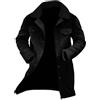 Generisch Giacca invernale da uomo, lunga, in pelle scamosciata, foderata, calda, in jeans, con colletto in peluche, antivento, per le mezze stagioni, stile vintage, con tasche multiple, Nero , 3XL