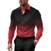 ZEMALON Shirt Uomo Temperament Moda retrò Stampa Shirt Uomo Slim Fit Bavero Tendenza Manica Lunga Uomo Urbano Affari Casual Shirt Uomo B-Red XXL