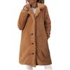Duohropke Teddy, cappotto in pile, da donna, oversize, lungo, soffice cappotto invernale con tasche, giacca invernale con risvolto, giacca di peluche, cappotto leggero parka, marrone, XL