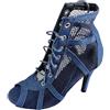 MODSGUE Scarpe da ballo con tacco a spillo, sexy, colore nero, alla moda, in rete, a spillo, con lacci, con bocca di pesce, scarpe da ballo, Celeste., 45